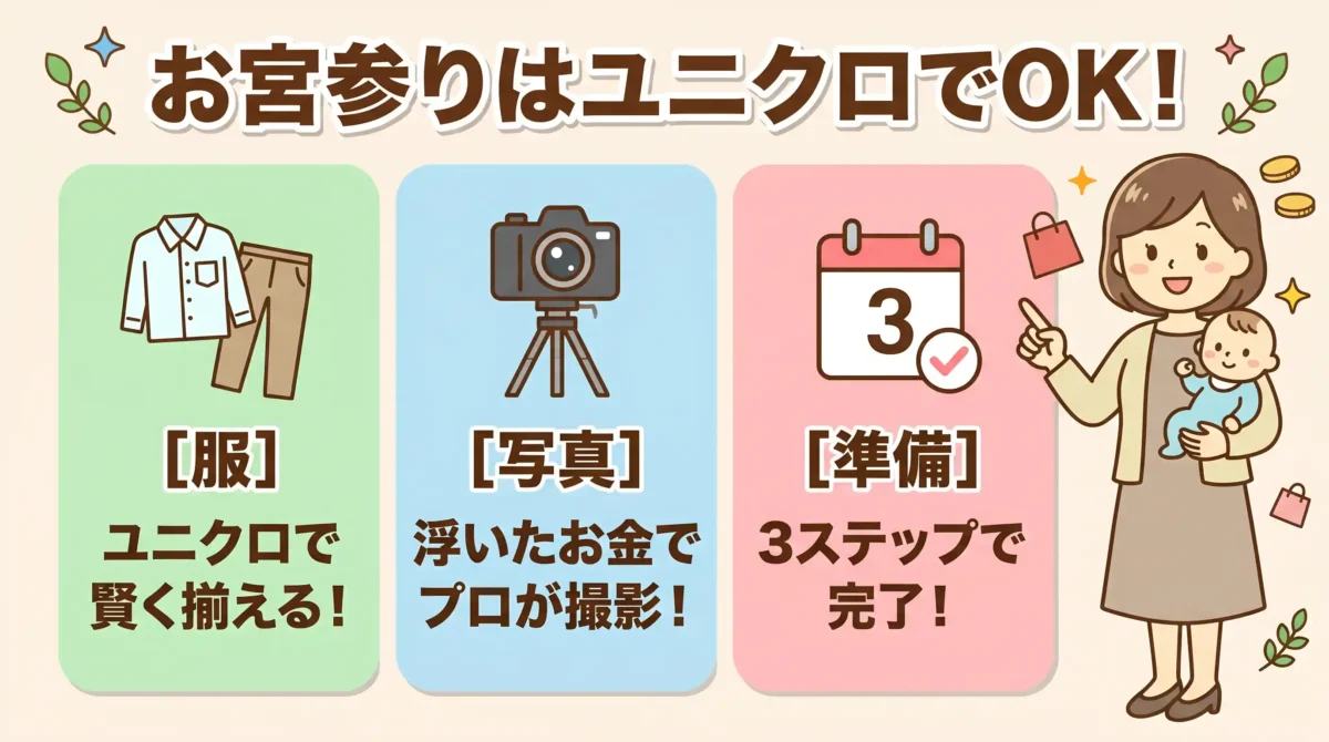 お宮参りの服はユニクロで十分！浮いた予算で写真を残す3ステップ