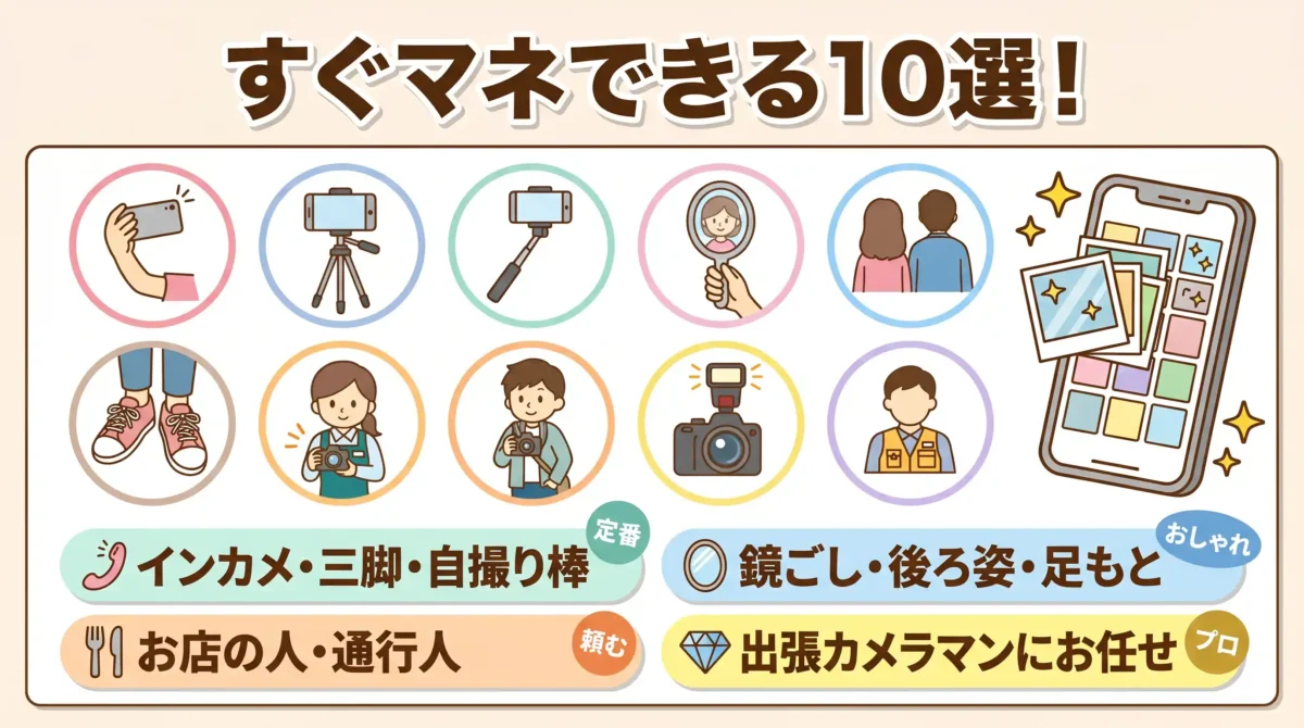 カップル写真の撮り方10選：自撮り・他撮り・プロの代表パターン