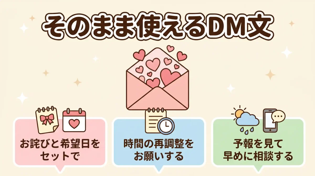 fotowaで日程変更を気まずく感じずに伝えるDM文例