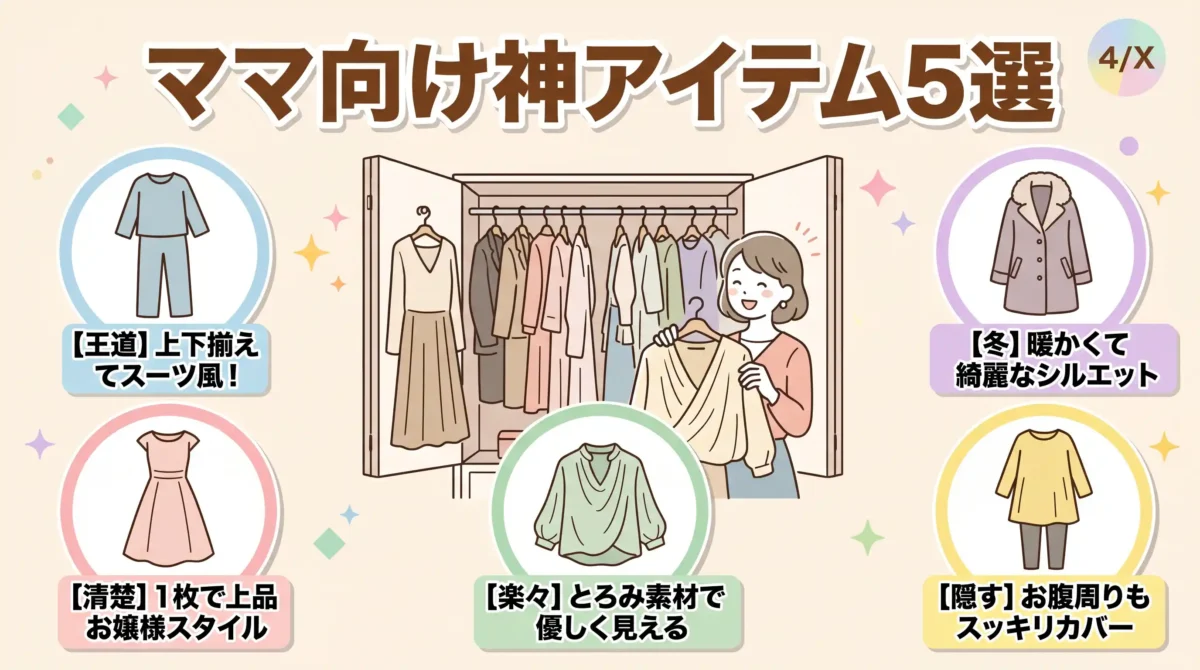 ママに使えるユニクロアイテム5選【授乳・体型・季節の3軸スコア付き】