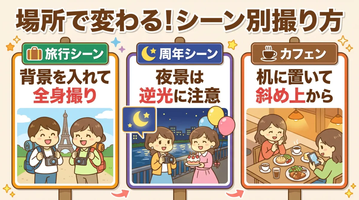 シーン別の盛れ方！旅行・記念日・カフェの撮り方