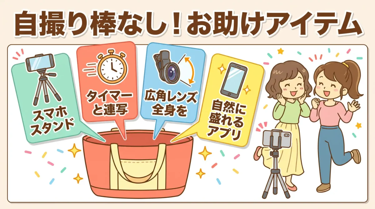 自撮り棒なしでも盛れる！2人撮りに使えるアイテムとアプリ