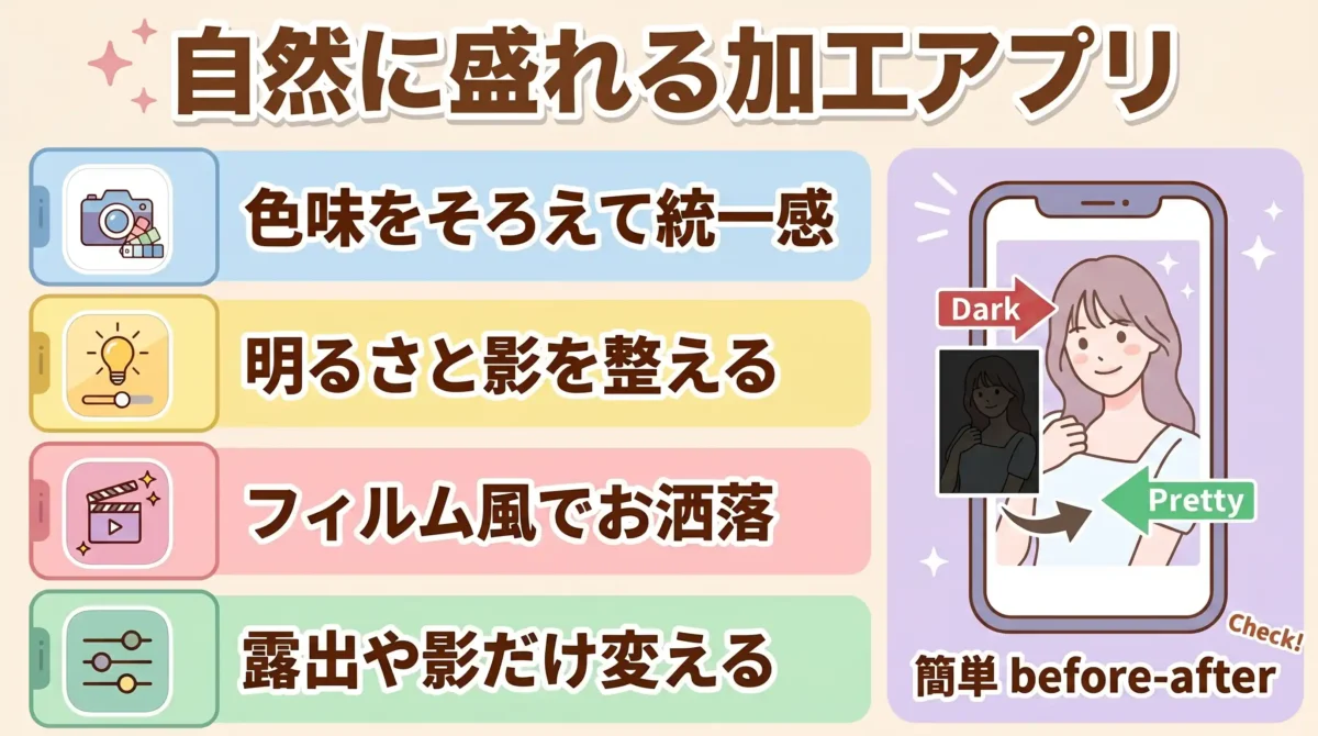 おしゃれを底上げ！盛らないナチュラル加工アプリ4選