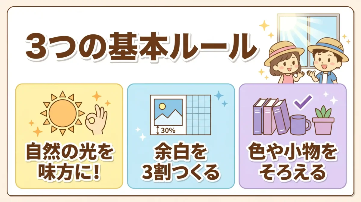 おしゃれを作る3要素を深掘り｜光・構図・服合わせの基本ルール