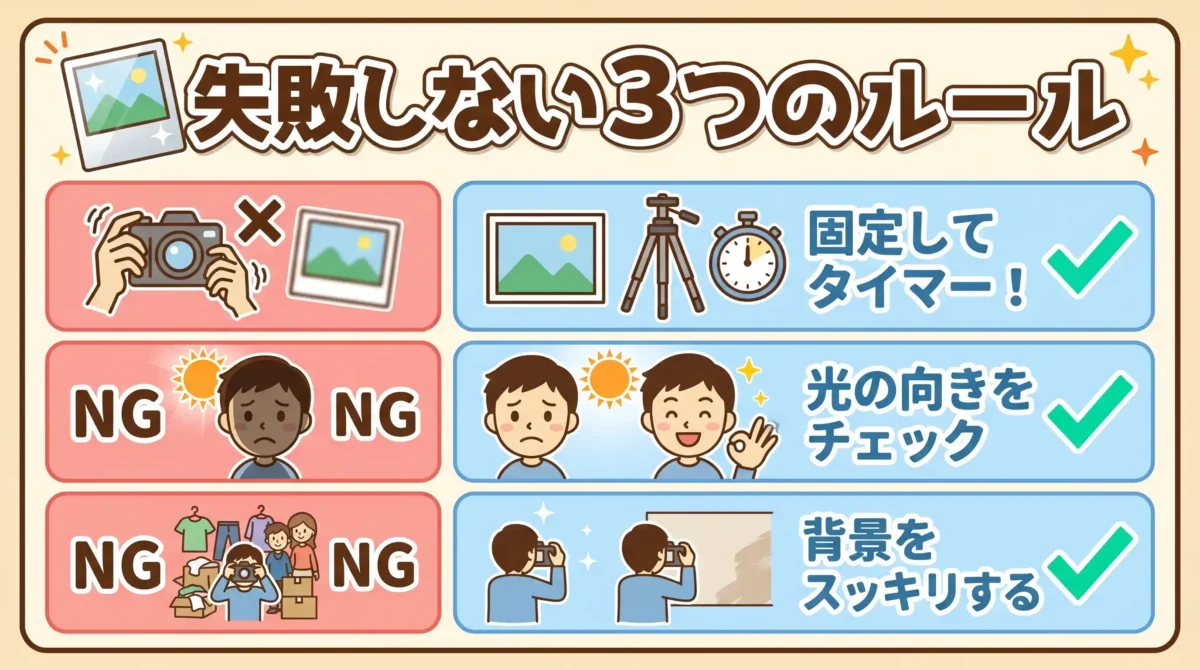 失敗を防ぐ3つのルール｜ブレ・暗い・生活感を回避